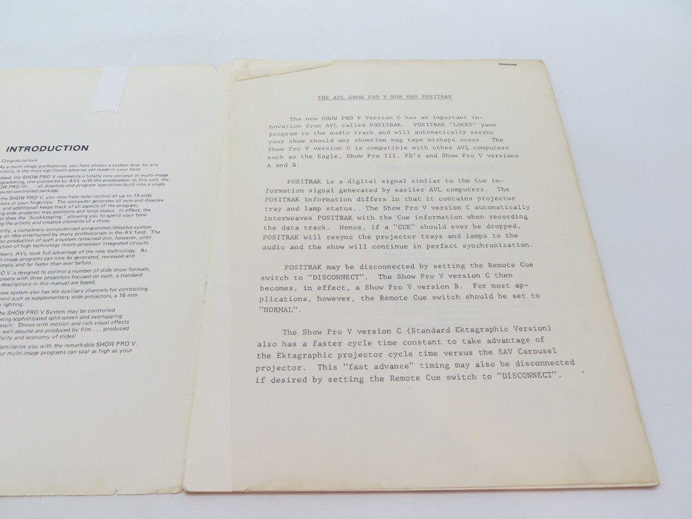 ShowPro V Version B Multi-Image AV Computer Operator's Manual vintage reference