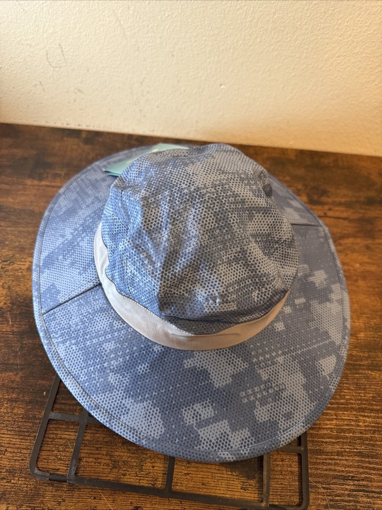 🧢 Coolibar Performance FORE Golf Hat – Wide Brim – UPF 50+ Blue Digital Pattern