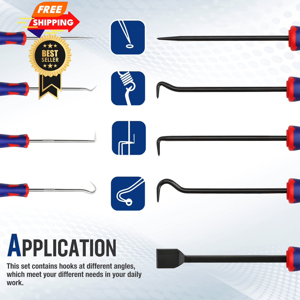 WORKPRO 9Pcs Precision Pick & Hook Set with Scraper, Small, Multicolor