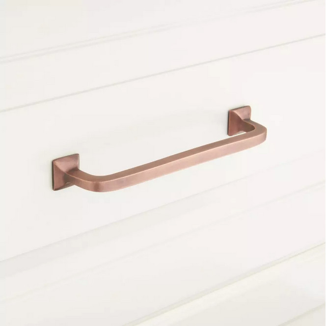Signature Hardware - Klein Solid Brass Cabinet Pull 6" - Antique Copper