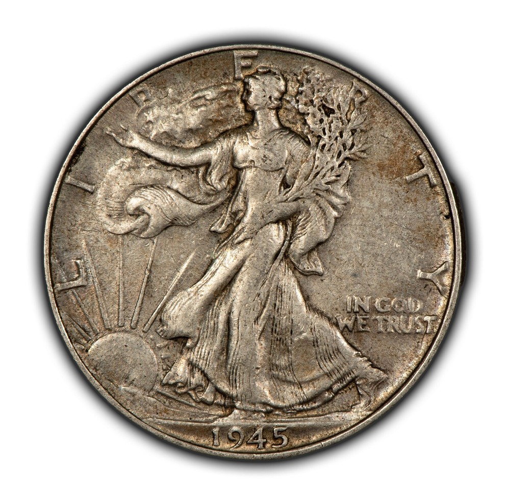 1945 50c Walking Liberty Half Dollar Mint Error Missing Initials - AU+ - Z5444