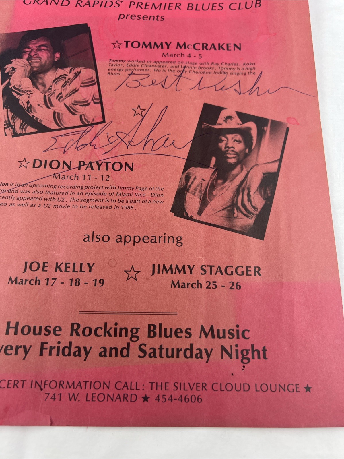 Eddie Shaw Signed Autographed Grand Rapids Premier Blues Club Paper Flyer 8.5x11