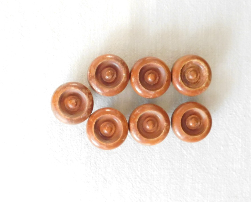 Vintage Wood Round Drawer Knobs Pulls set of 7 with Hardware