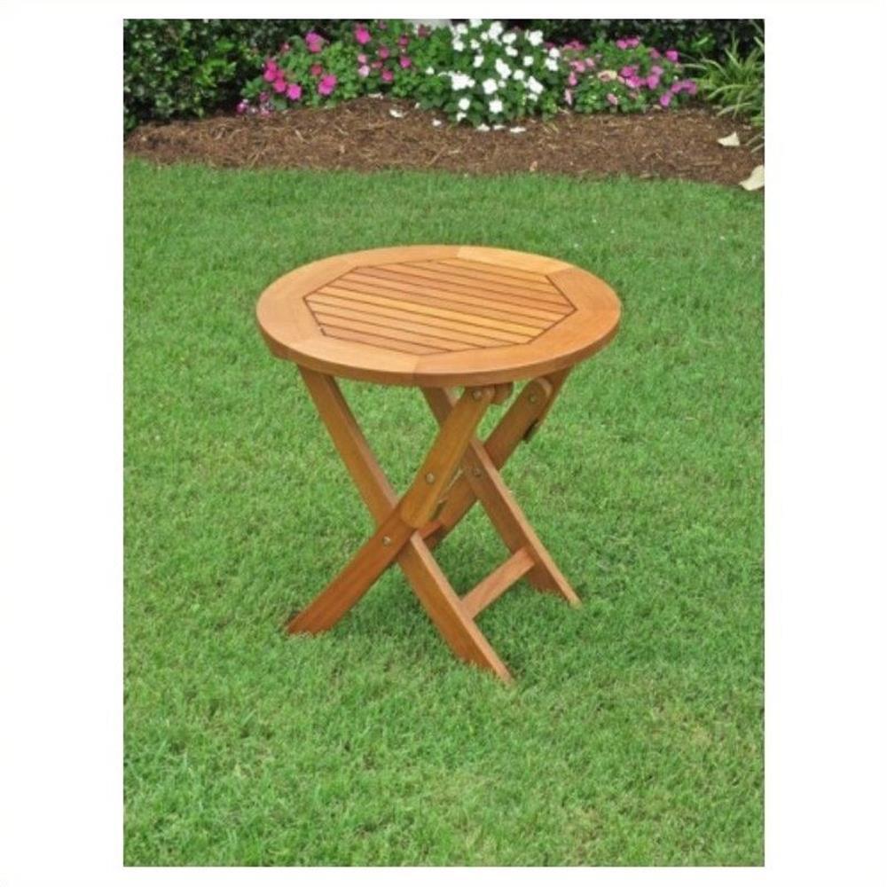 Pemberly Row 19" Folding Patio Table in Balau