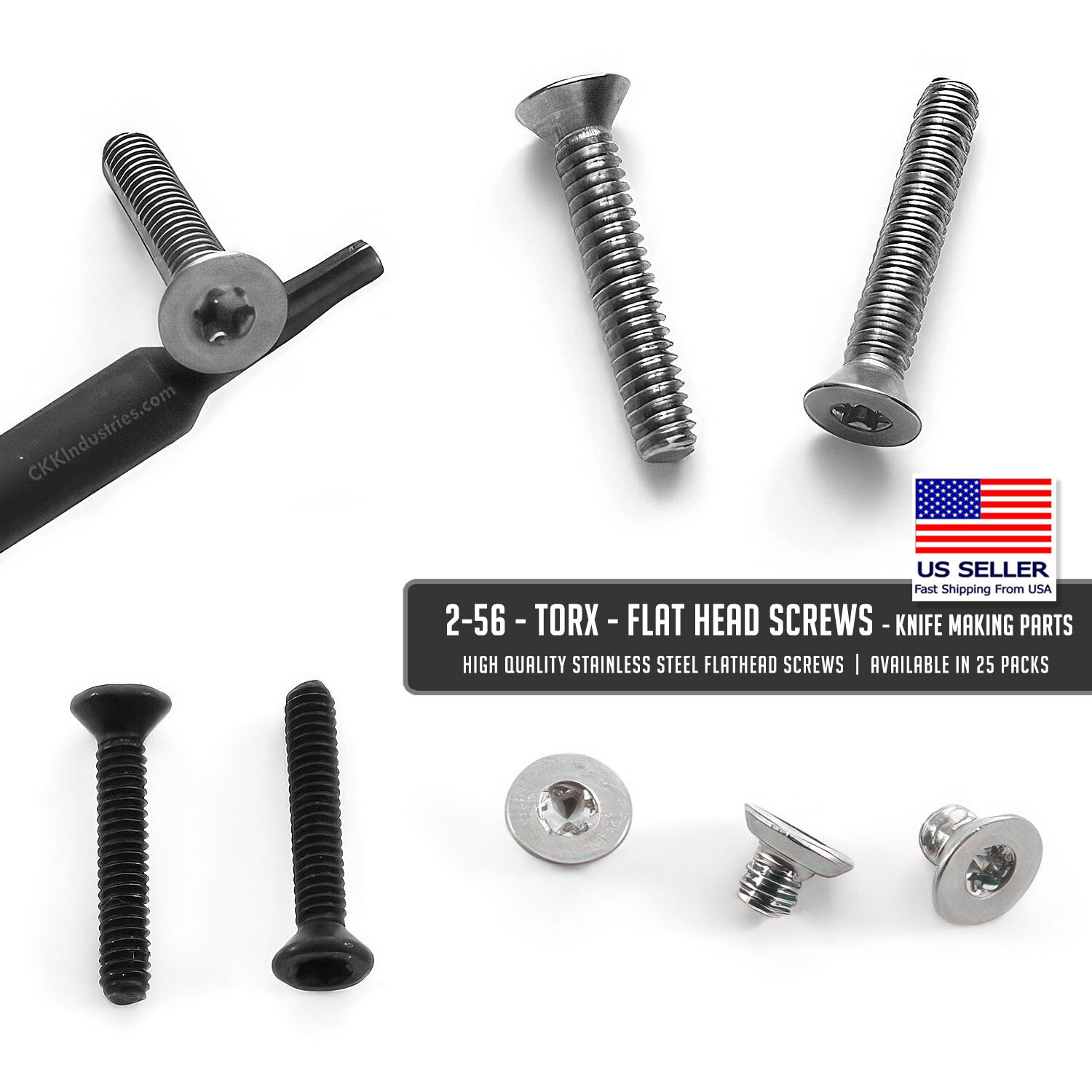 2-56 - TORX - Flat Head Screws - Knife Making Parts - 25 Count