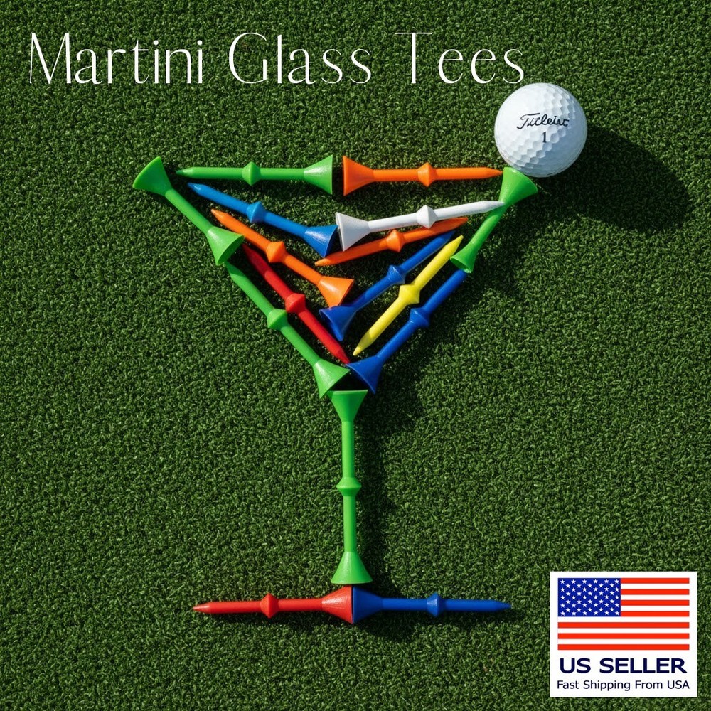 Martini Golf 3-1/4" Durable Plastic Step-Up Tees | Consistent Height | 6 Pack