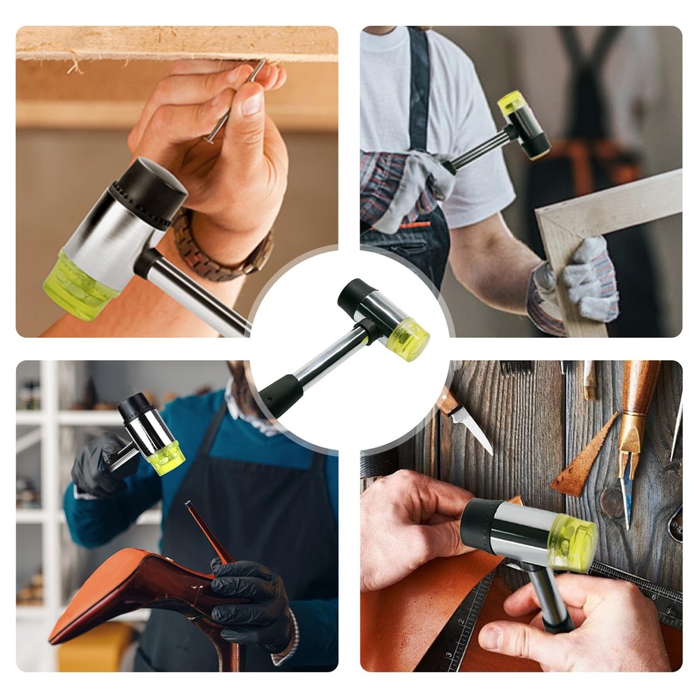 16 Oz Rubber Mallet Hammer Multipurpose Double Sided Lightweight Soft Tool