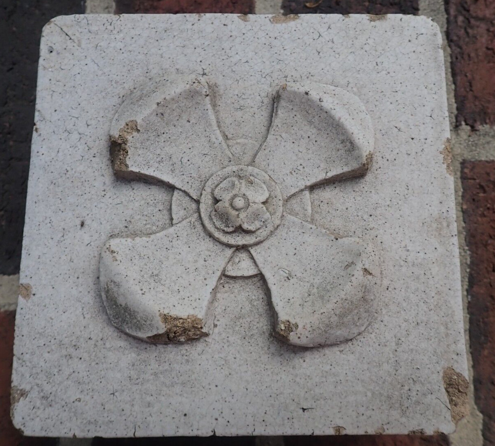 Architectural Salvage Terra Cotta Rosette Block (A)