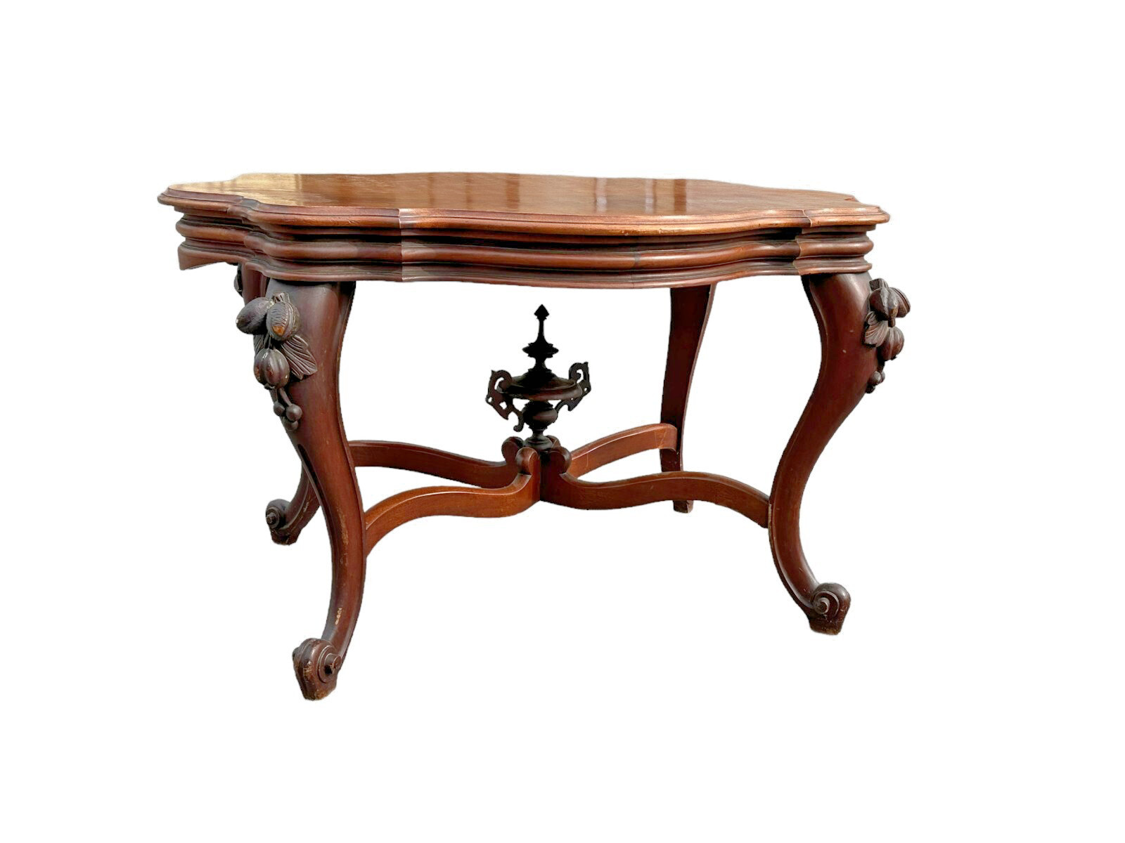 antique carved victorian parlor table center stand 1870 clean turtle top
