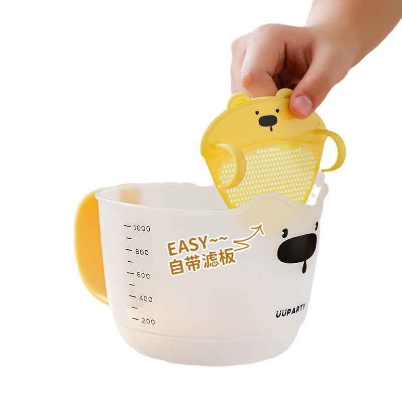 Measuring Cup with Strainer Plastic Egg Separator Rice Washer Baking Tool