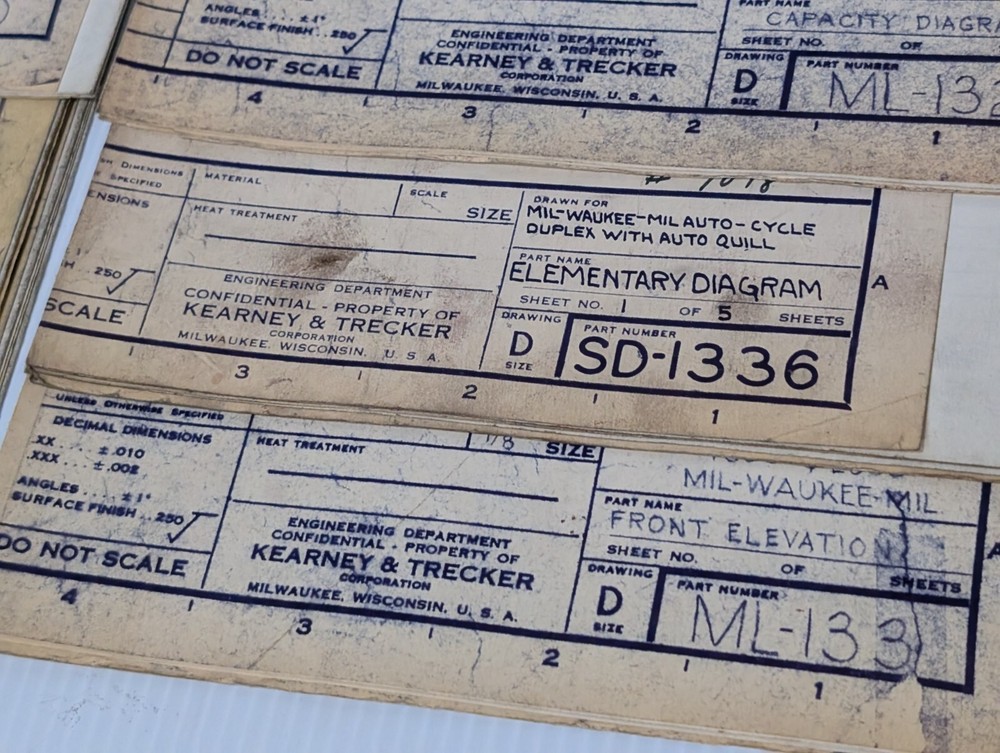 Asstd Reference Materials for Kearney & Trecker TF-17 Vertical Milling Machine