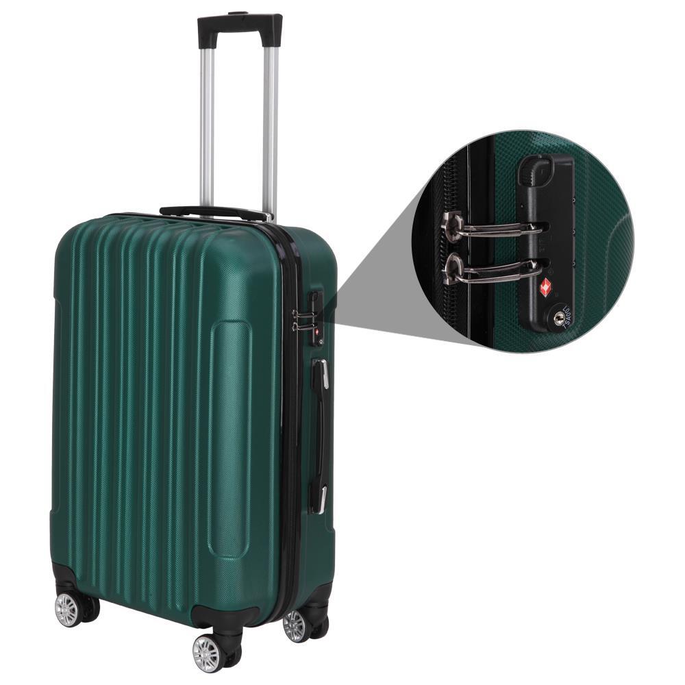 20" 24" 28" Luggage Travel Set ABS Trolley Hard Shell Suitcase w/TSA Lock Green