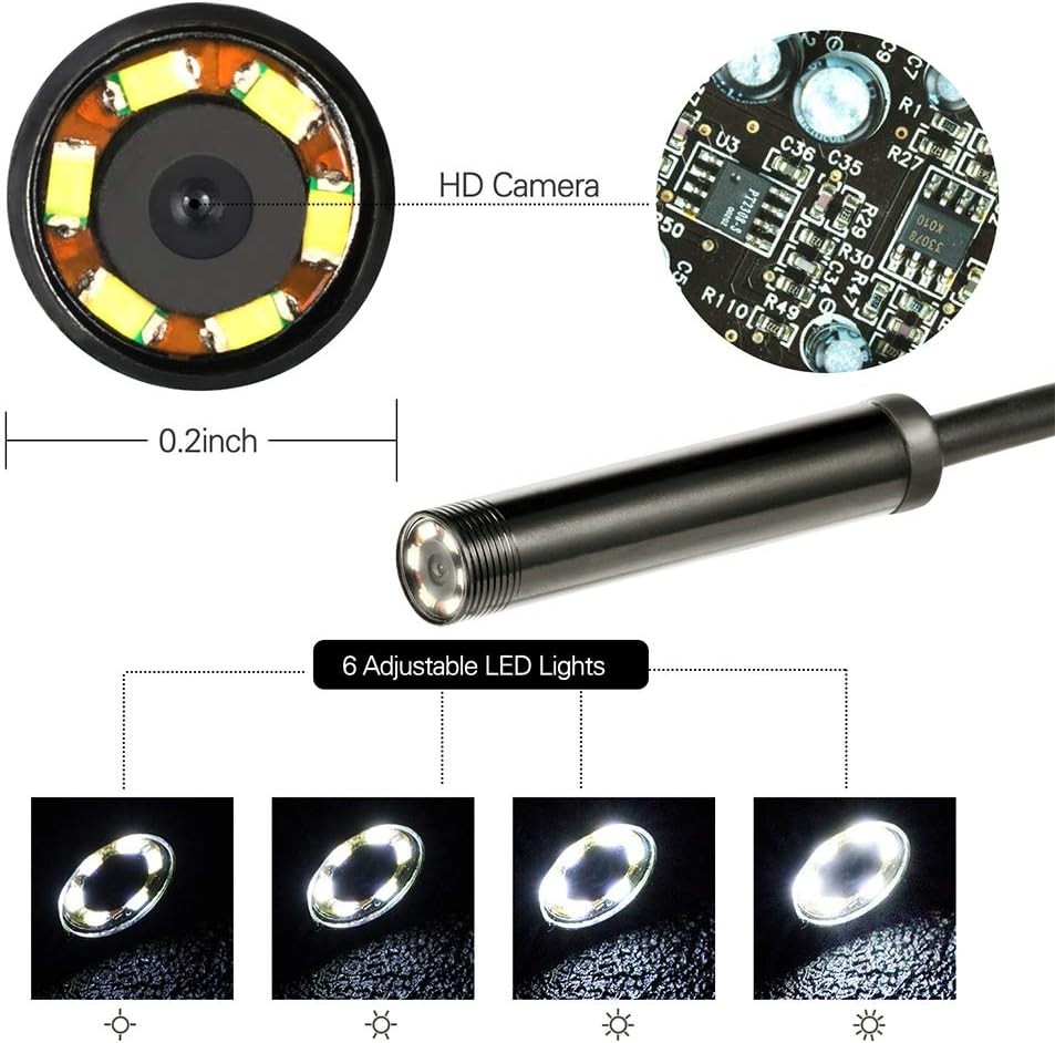 3 in 1 Endoscope Inspection Camera Borescope HD Camera Waterproof Snake Pipe ...