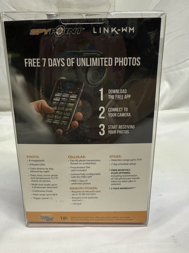 SPYPOINT LINK-WM-V 8MP Cellular Trail Camera