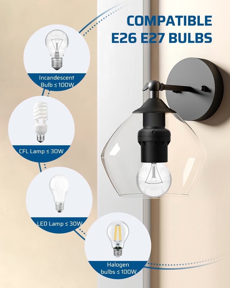 DEWENWILS Dusk to Dawn Light Bulb Sockets, E26 Light Sensor Socket, Light Socket