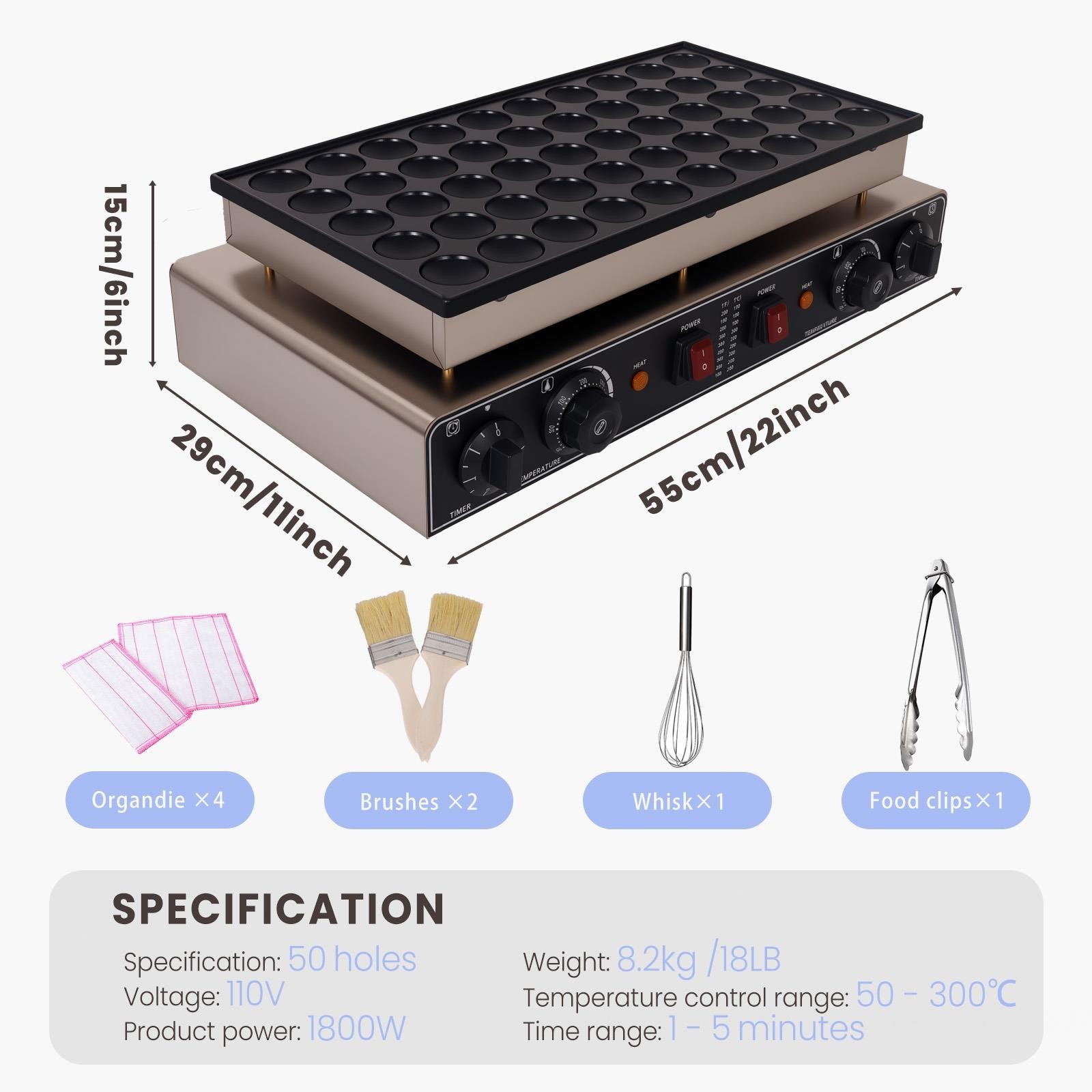 50 pcs Commercial Mini Pancake Maker, 110V Stainless Steel Pancake Maker Machine
