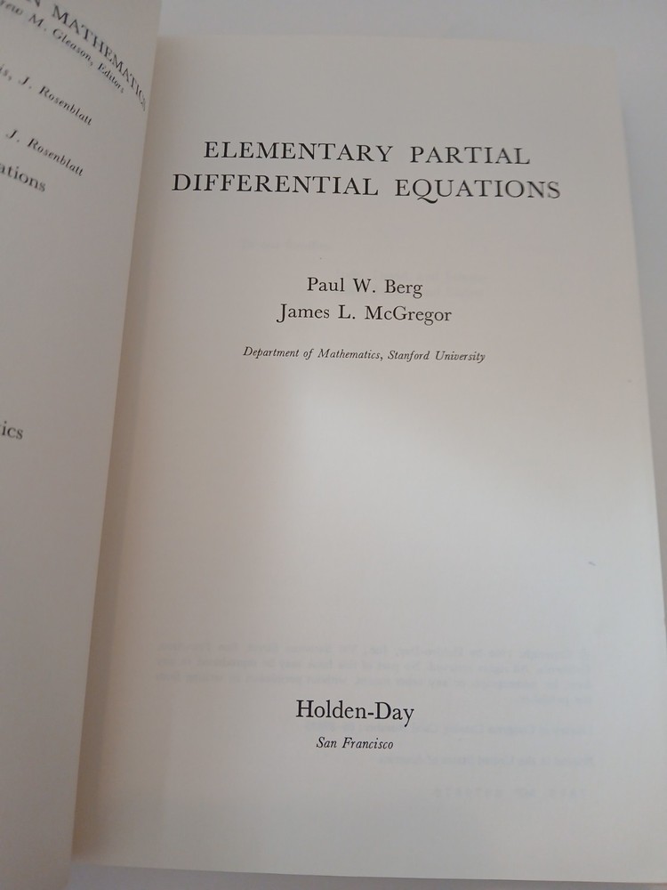 Elementary Partial Differential Equations by Berg & McGregor (1966 VTG HC)