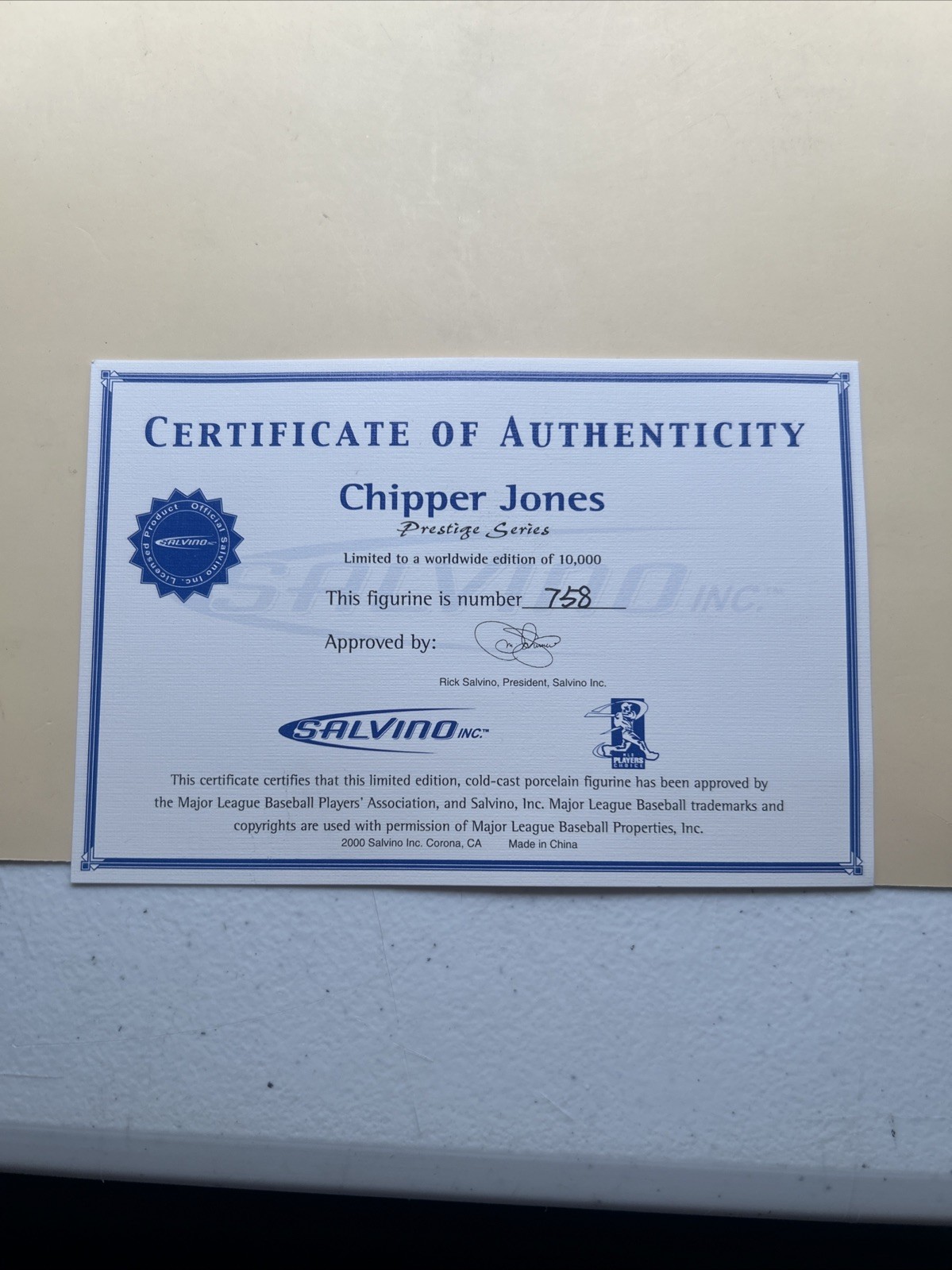 2000 Chipper Jones Salvino Figurine /10000