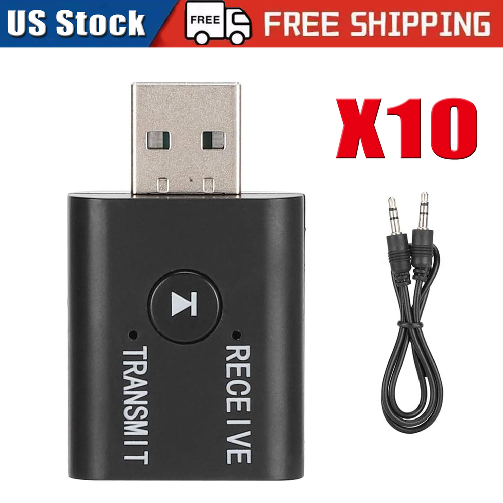 Bluetooth 5.0 2in1 Transmitter Receiver Car Wireless Audio Adapter USB 3.5mm Aux