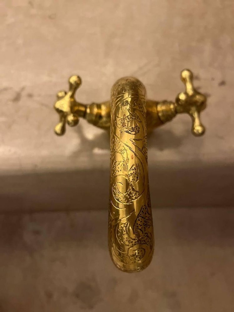 Moroccan Solid Brass Faucet – Handmade Hammered Bathroom Sink Tap, Rustic Antiqu