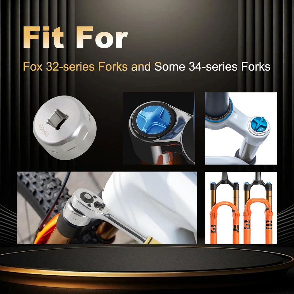 1x Fork Topcap Socket 26mm Drive Flat Socket for 32/34 Series Mountain Bike