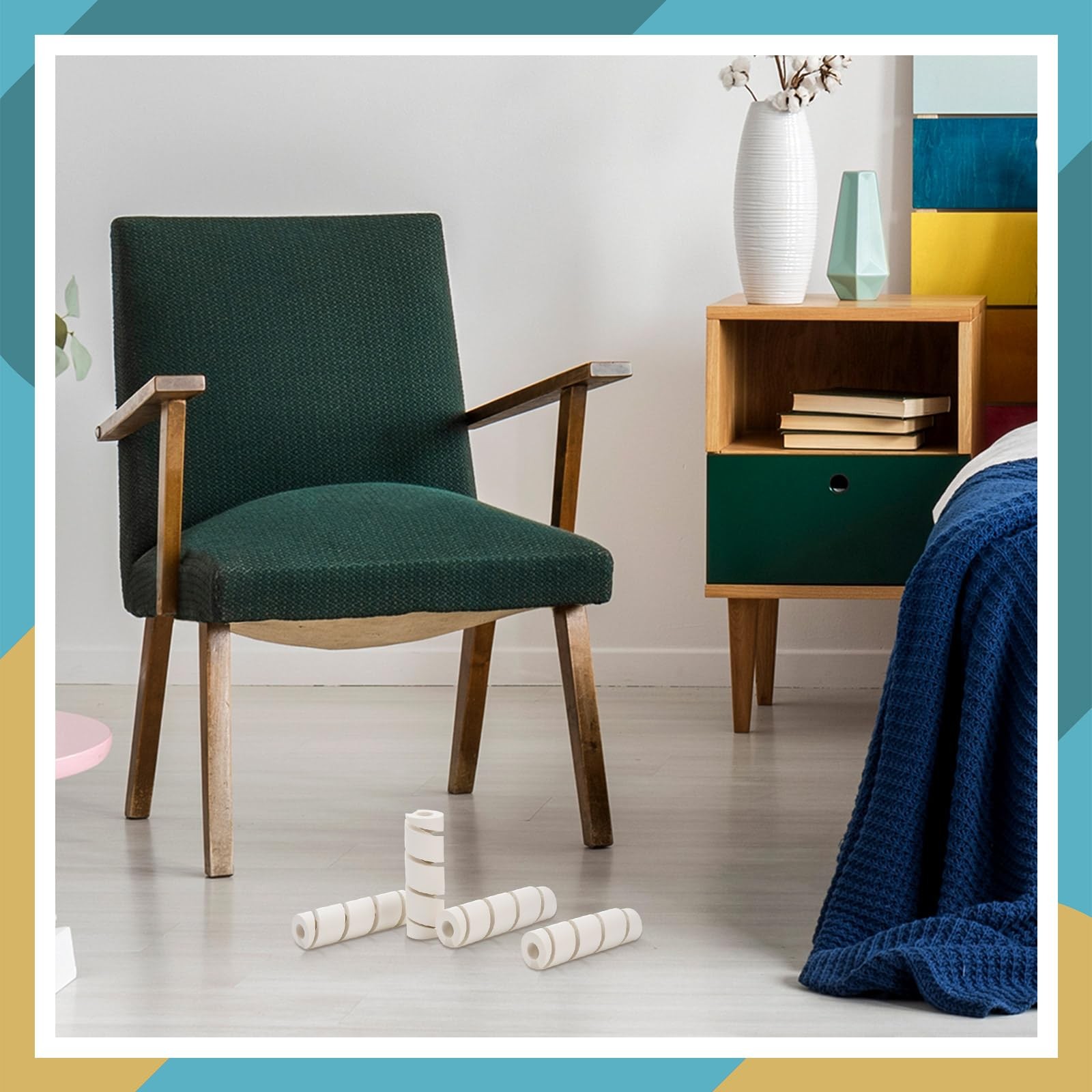 ReliThick 4 Pcs Bed Frame Toe Protectors 6" Leg Covers Feet White