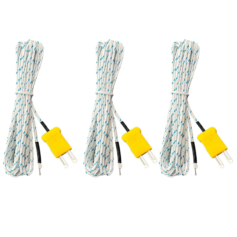 3x K Type Mini-Connector Thermocouple Temperature Probe Sensor 2M/6.6Ft Cable