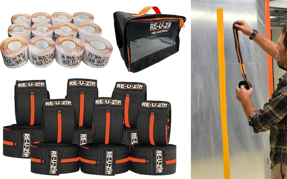12-Pack Heavy-Duty Reusable Dust Barrier Zipper Patented Hook & Loop System
