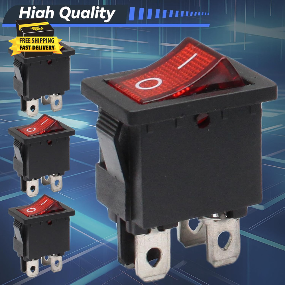 5 Pack Mini Rocker Switch, On-Off Power Switch Red Button 4 Pin Toggle Switch, L
