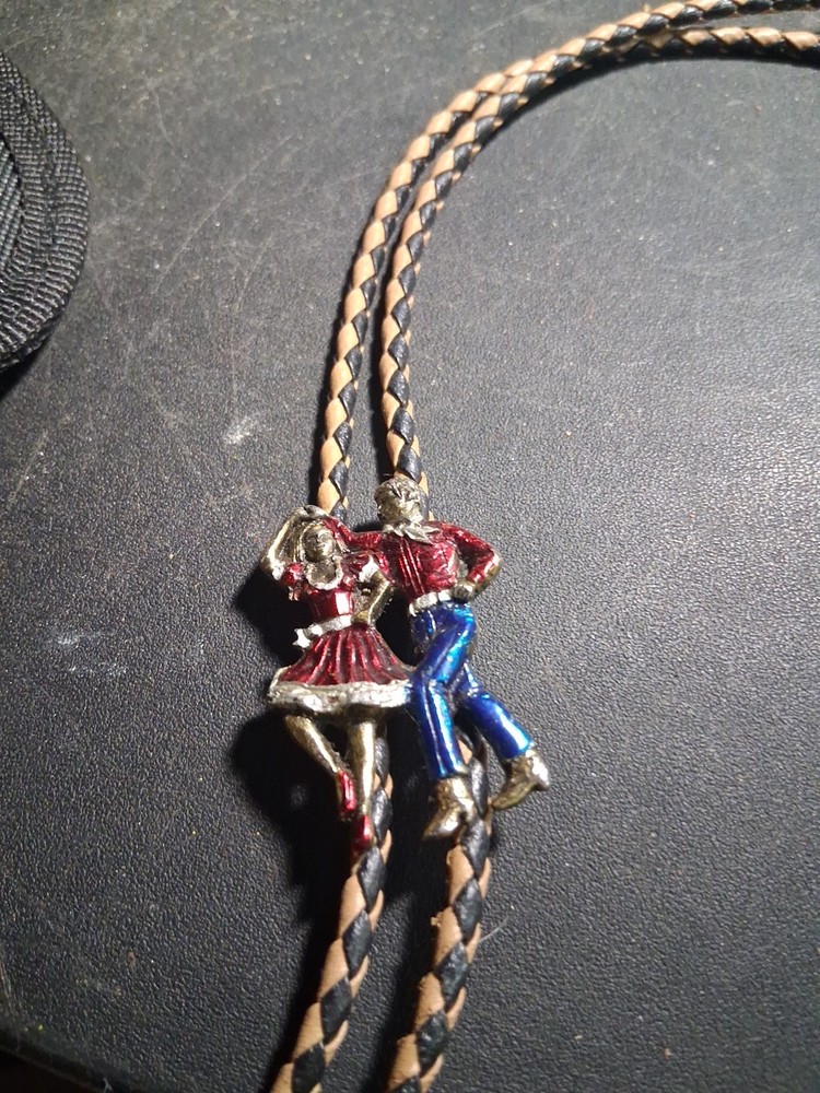 Vtg Square Dancers Bolo Tie