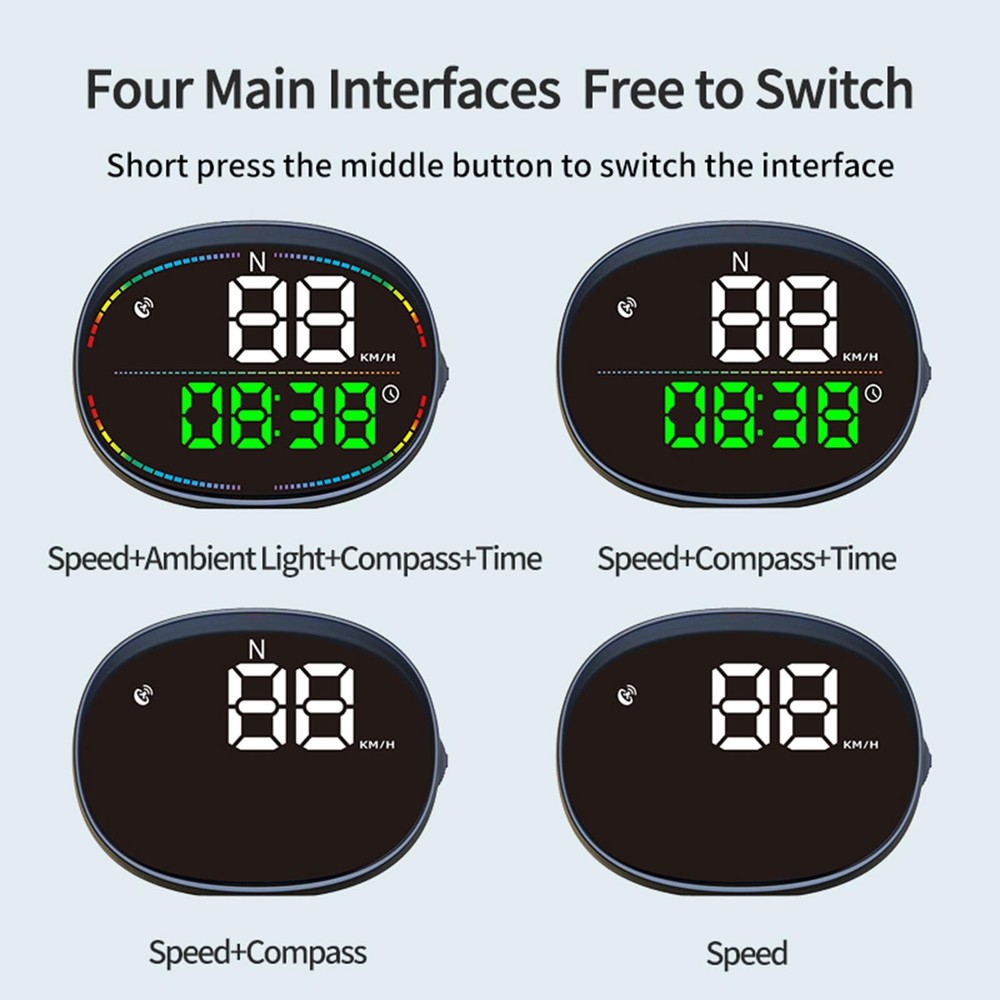 Digital Speedometer Heads Up Display GPS HUD with Multi Function Safety Alerts