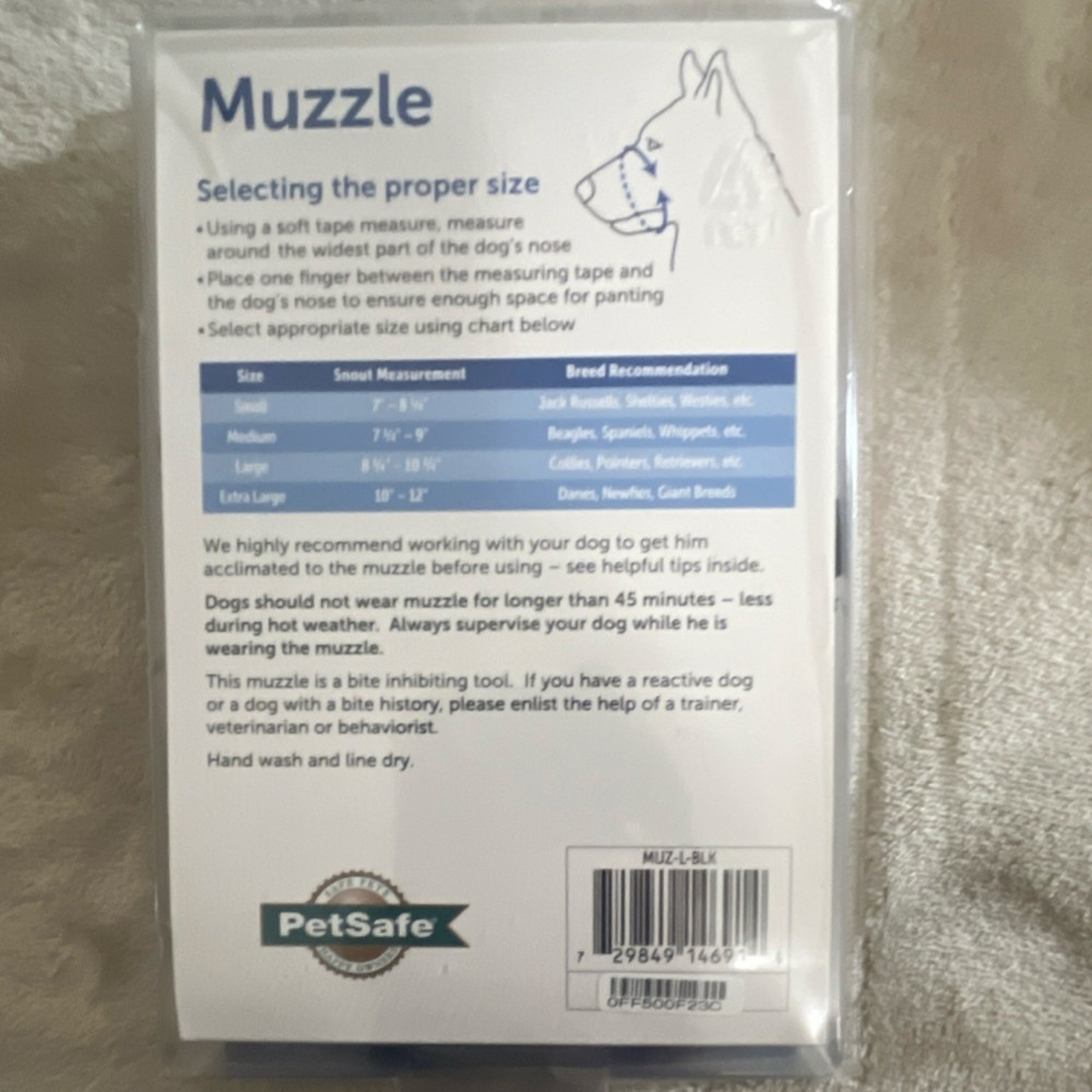 PetSafe Muzzle Large Nylon MUZ-L-BLK for Collies, Pointers, Retrievers