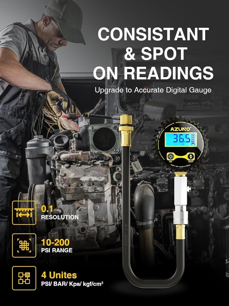 Compression Tester Automotive, Digital Compression Gauge 200 PSI