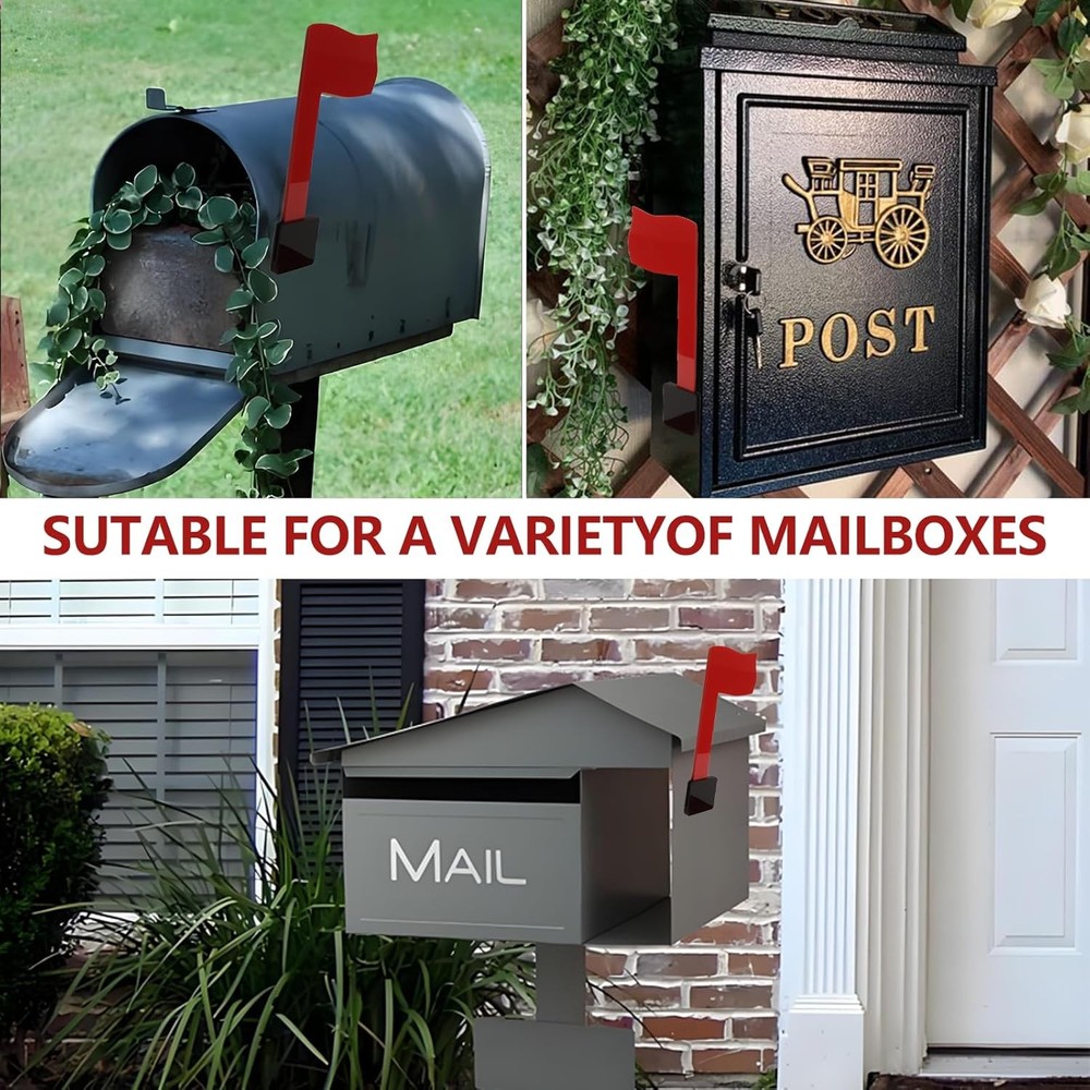 2-Pack Red Mailbox Flag Replacement Kit for Residential & Business Mailboxes