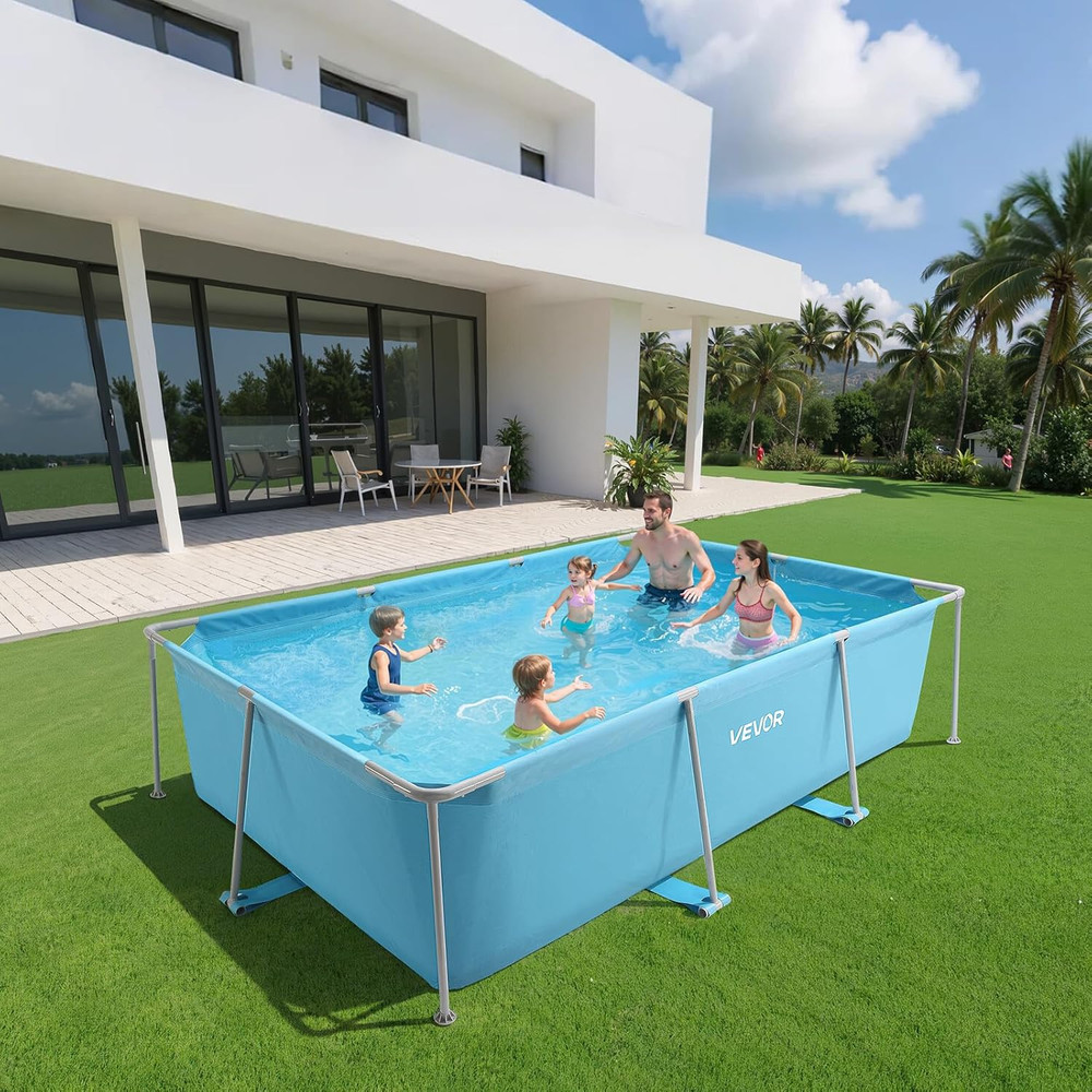 Easy Assembly Rectangular Above Ground Pool, 118"x78"x30", 1046 Gallons