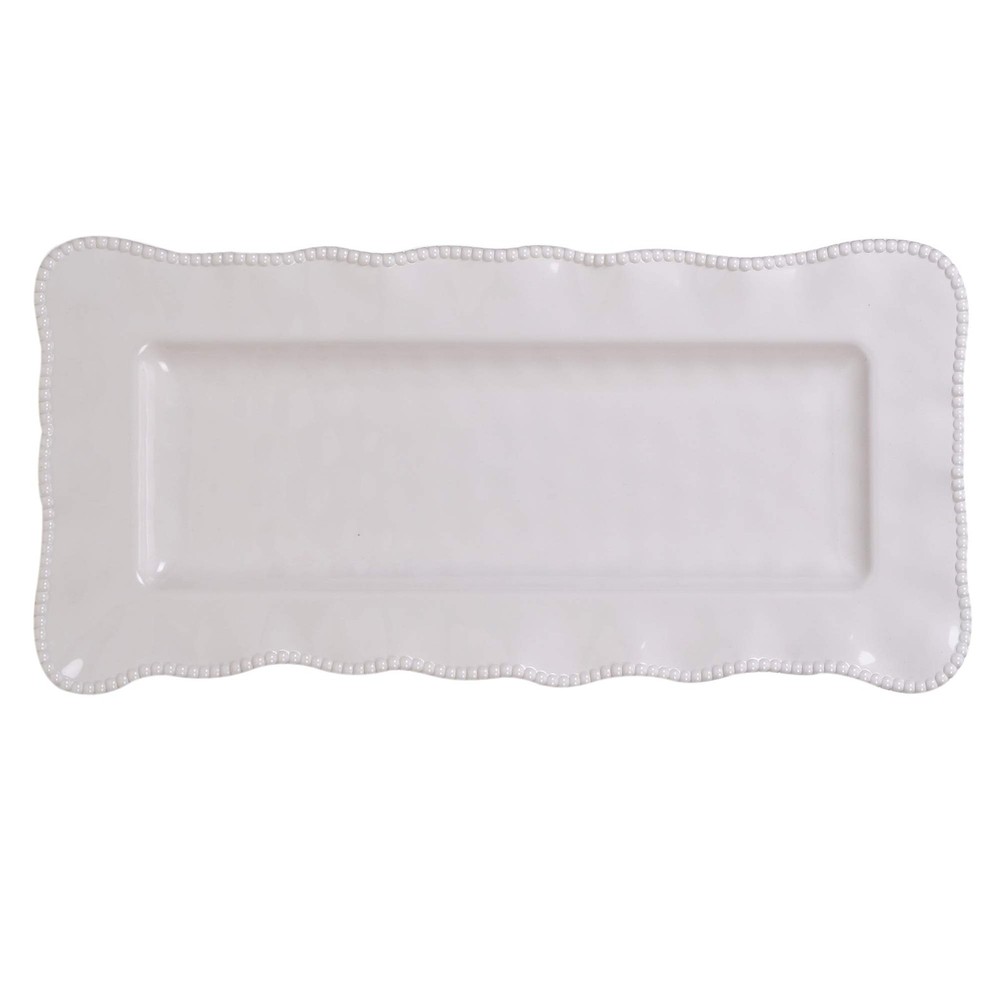 Certified International Perlette Cream Rectangular Platter 19"x9"