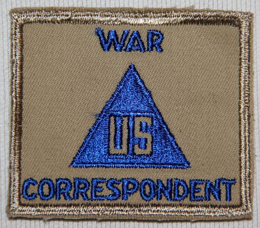 NICE, ORIGINAL WWII WAR CORRESPONDENT PATCH ON KHAKI TWILL, 1945 DATED