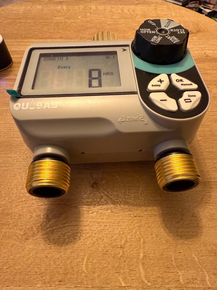 2 Zone Sprinkler Timer with Brass Inlet & Outlet, Programmable Water Timer - USA