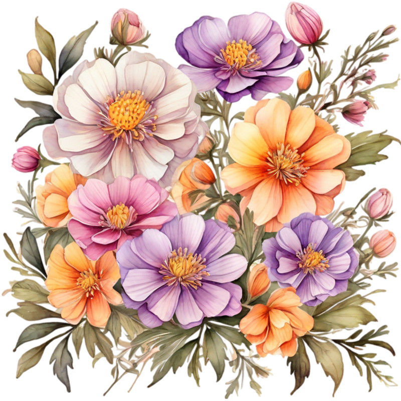 30 Custom Artful Spring Flowers Personalized Address Labels