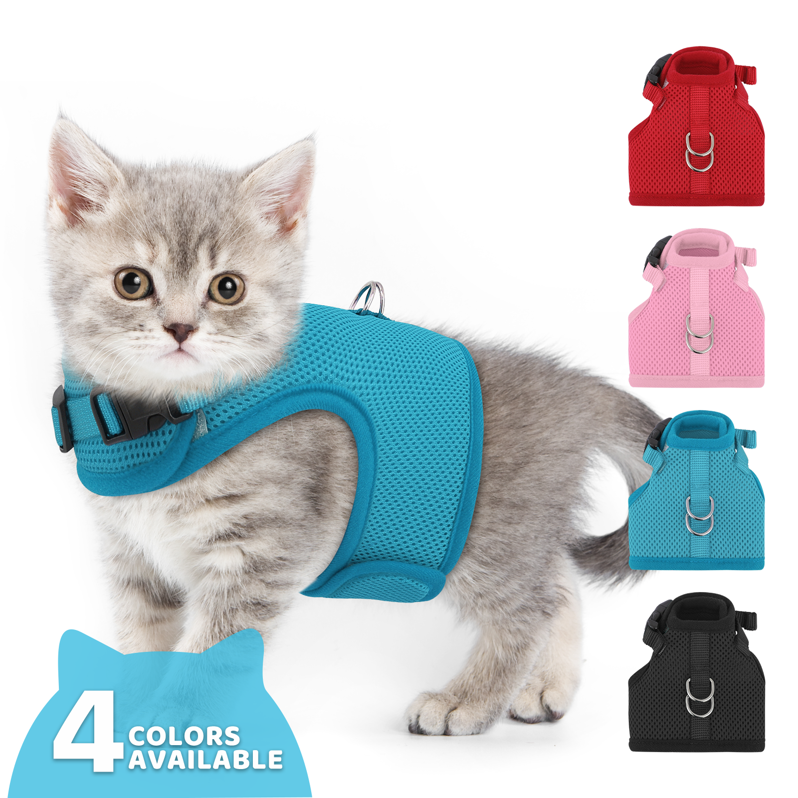 Cat Harness Escape Proof Breathable Mesh Adjustable Walking Kitten Jacket Chest