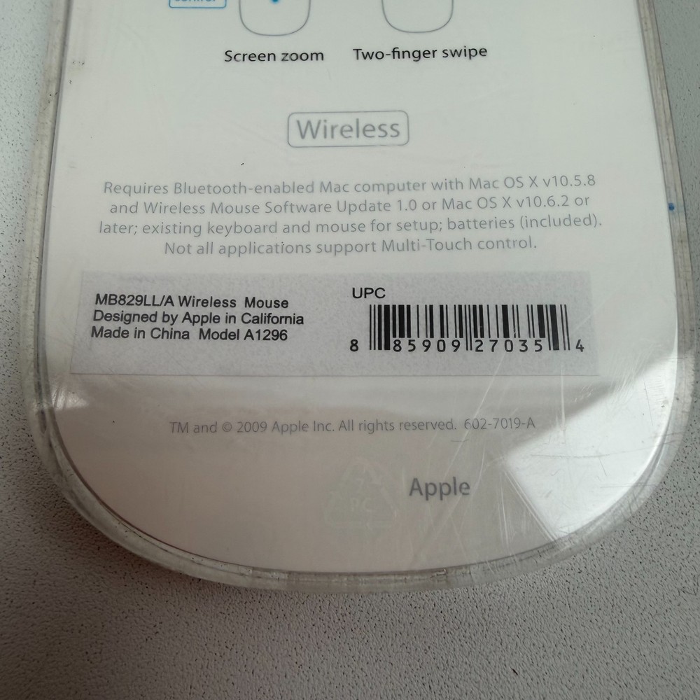 Apple MB829LL/A Wireless Bluetooth Magic Laser Mouse White A1296 *TESTED/WORKING