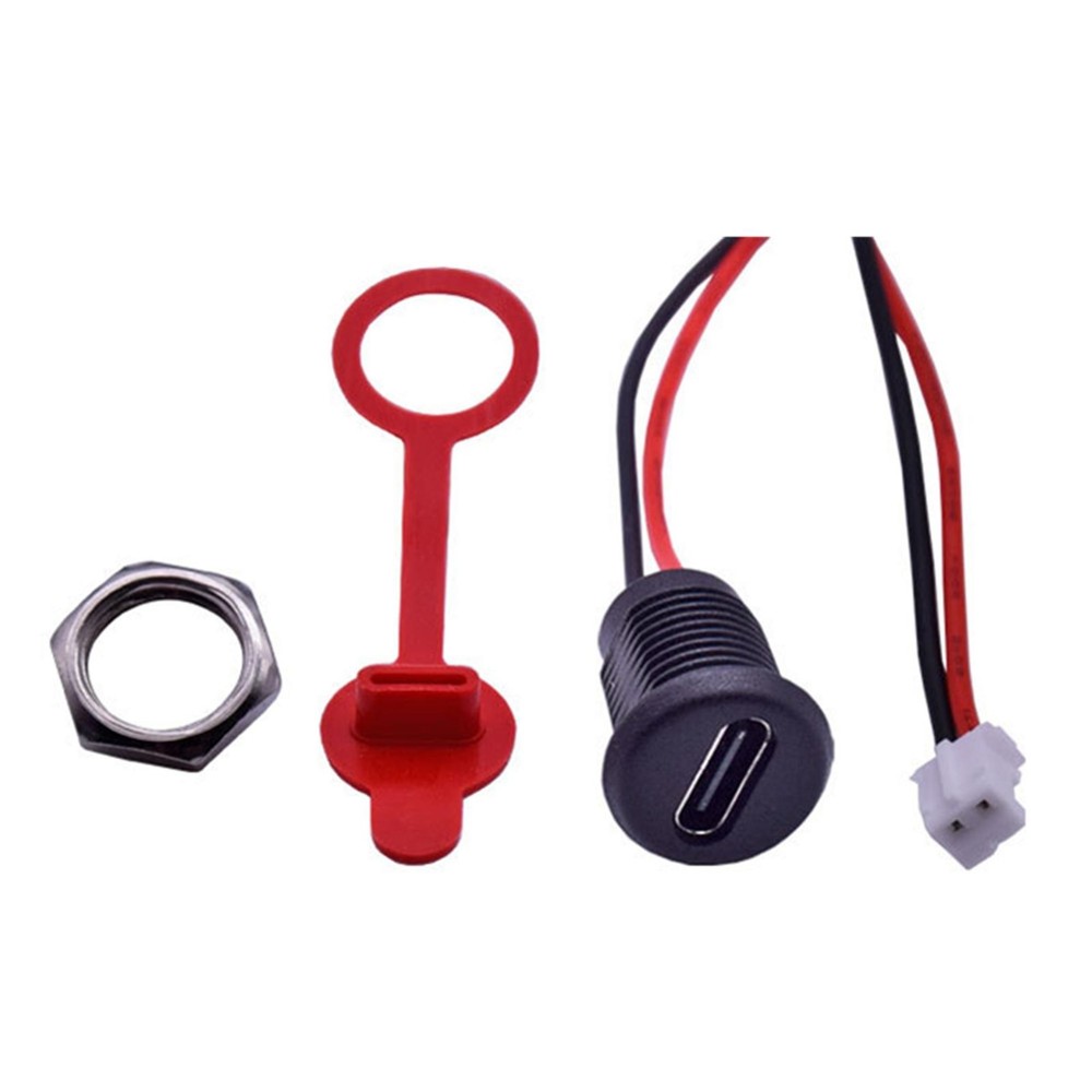10pcs USB Connector Type-C Waterproof With Nut Locking Female Charging JACK