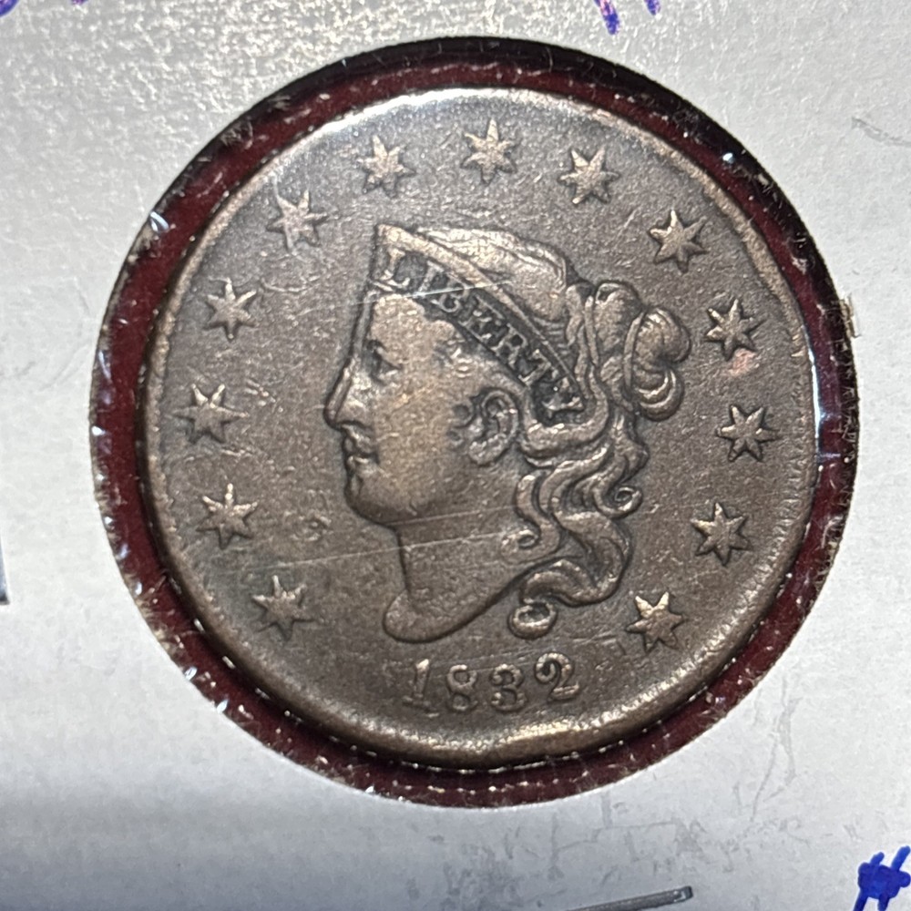 1832 1c Coronet or Matron Head Large Cent Double Profile