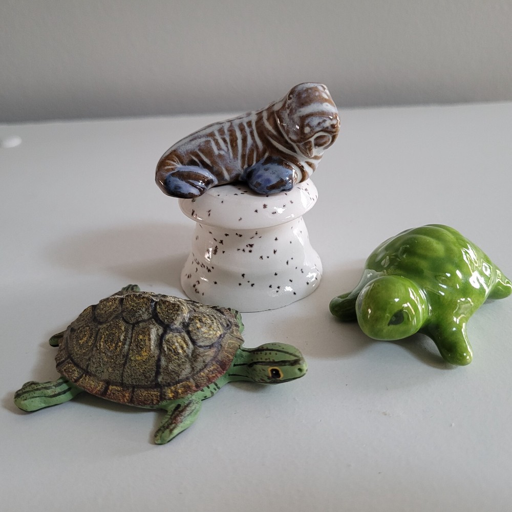 Pottery Walrus, Ceramic Turtle, Resin Tortoise Figurines