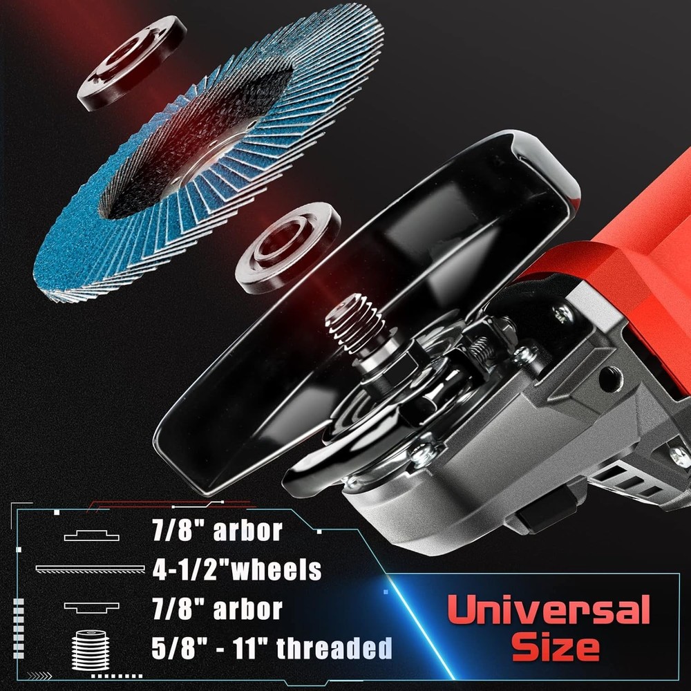 Angle Grinder Tool 7.5Amp 4-1/2 Inch, 6-Variable-Speed Grinders Power Tools, Ele