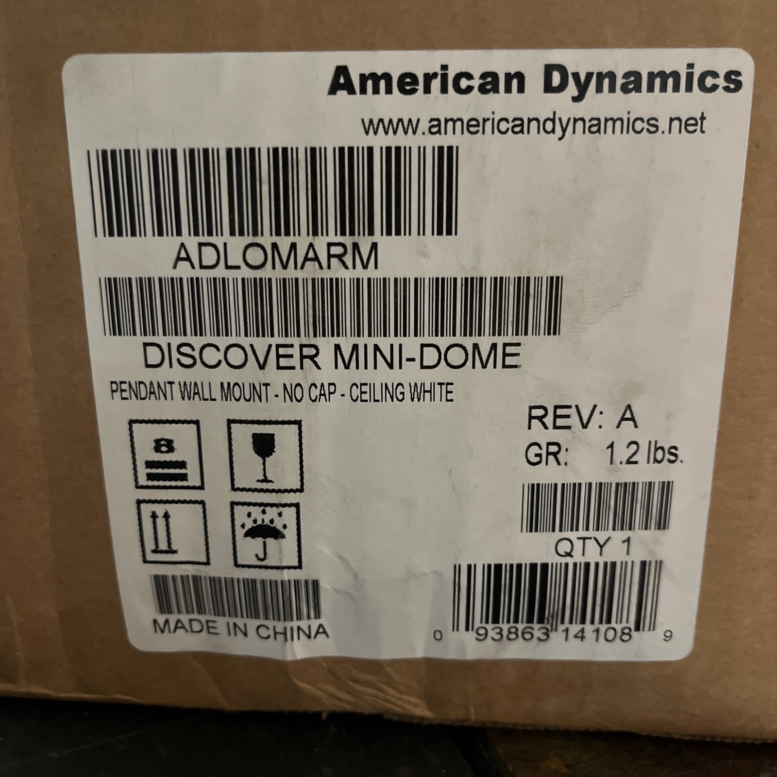 NEW American Dynamics ADLOMARM Discover Mini-Dome Pendant Wall Mount - No Cap
