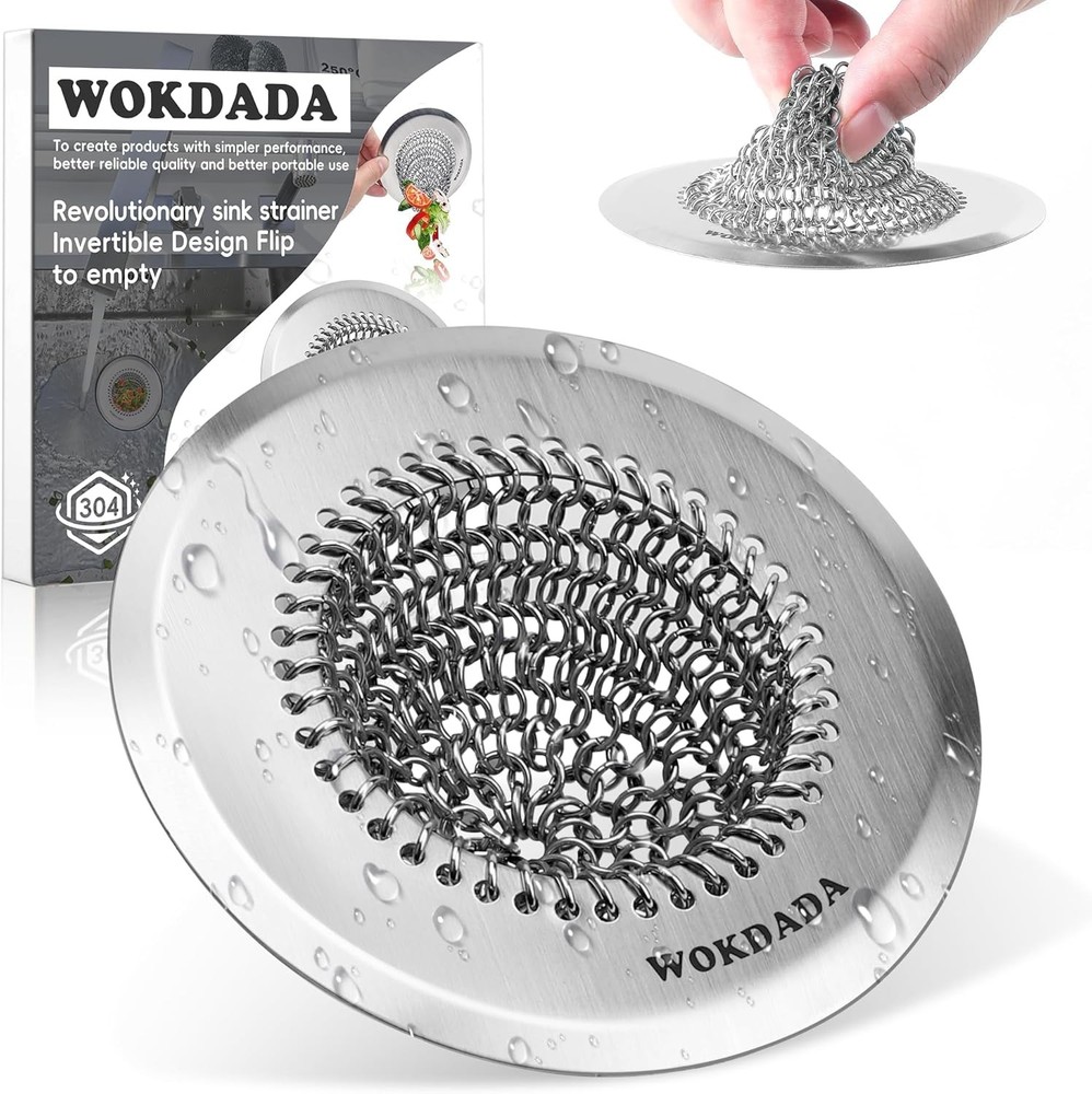 Kitchen sink drain filter with reversible chain mesh