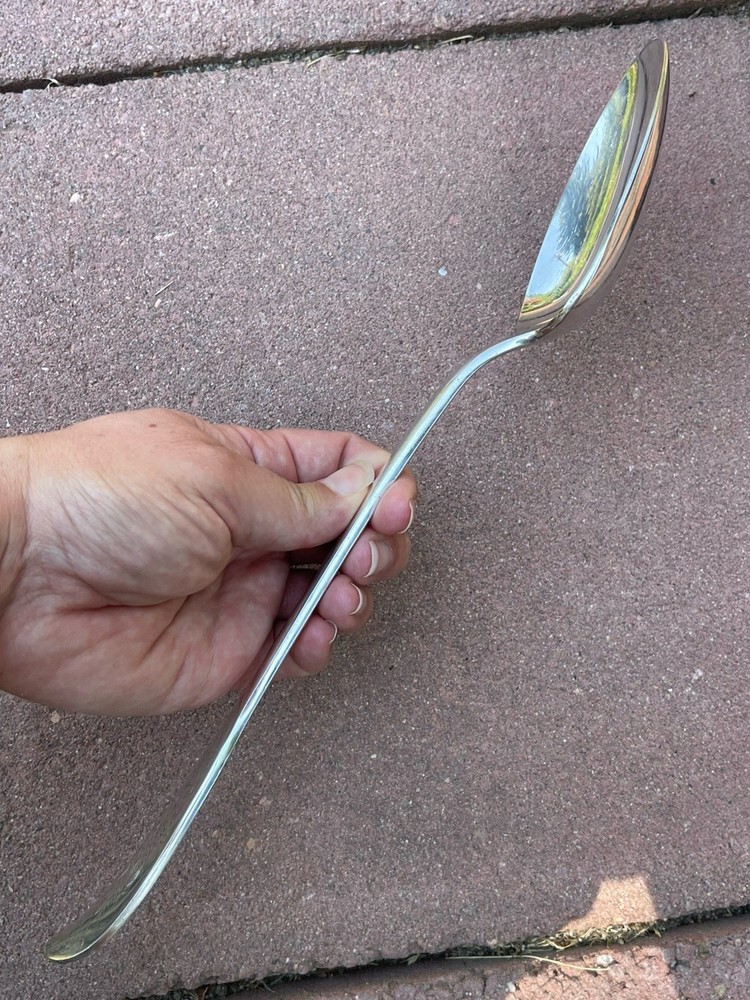 GORHAM Silverplate Serving Spoon 12" ROCHAMBEAU Lt Gov JABEZ BOWEN 1780 repo70's