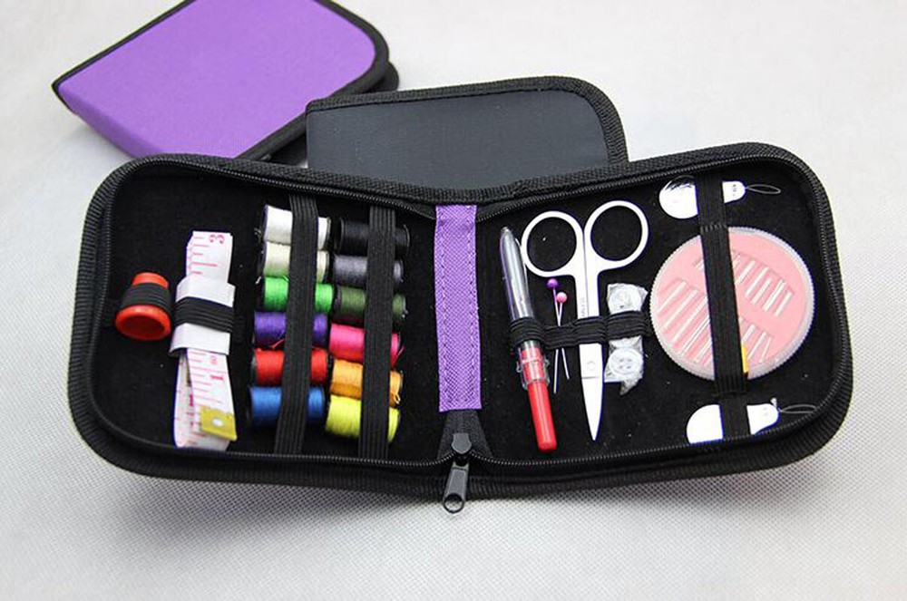 Black Mini Sewing Kit Case Set Portable Thread Threader Needle Kit New