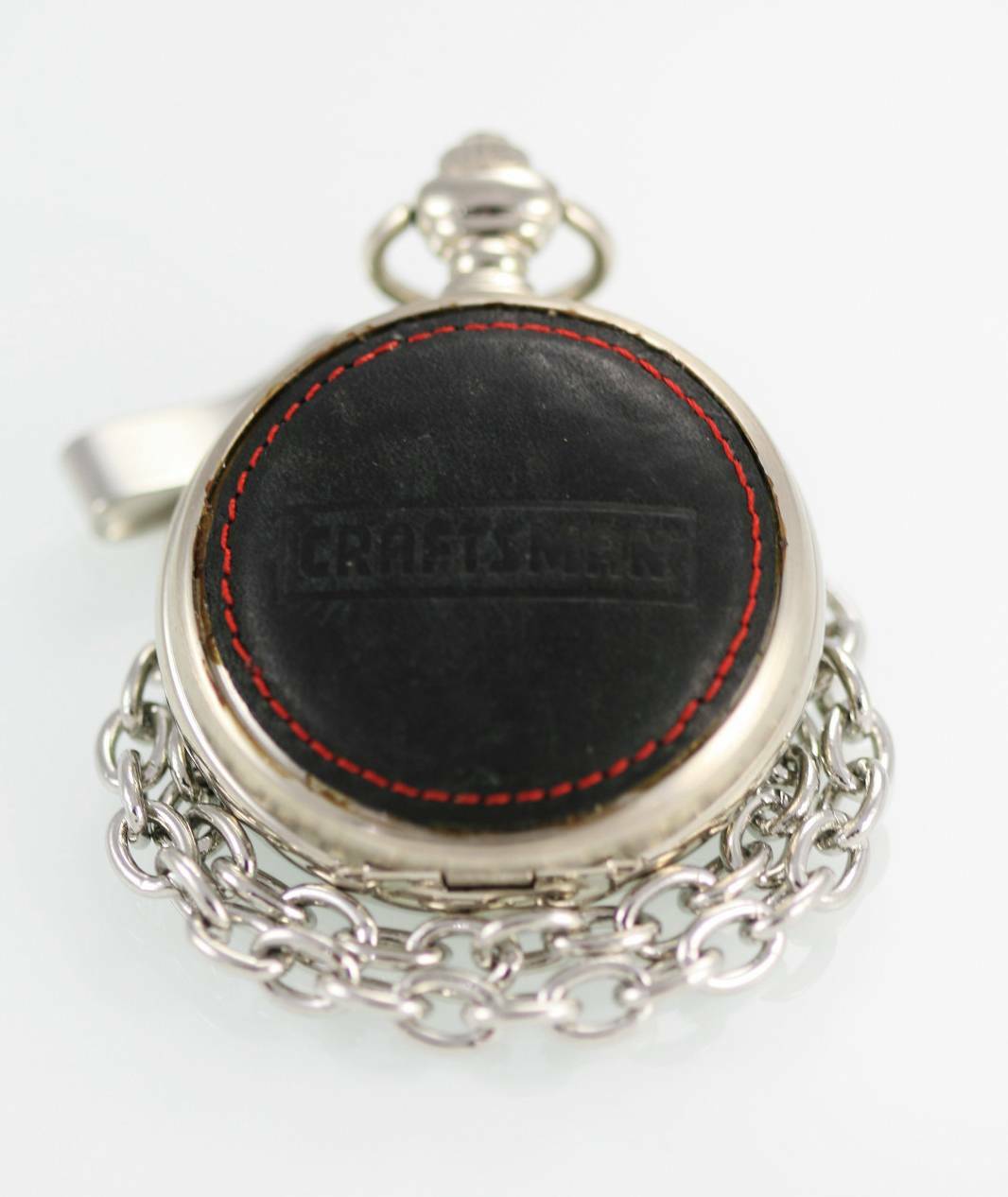 Craftsman White Mens Stainless Steel Silver Quartz Battery Pocket Watch